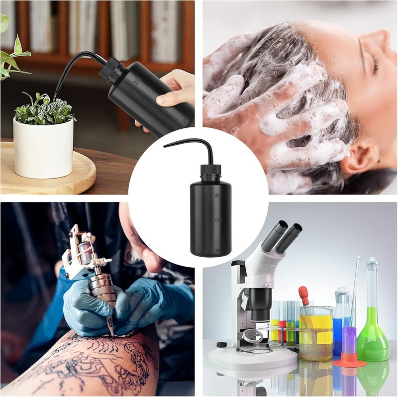 DERSTRA Wash Bottle 2pcs 250ml/8oz Safety Watering Tools, Economy Plastic Squeeze Washing Cleaning With Narrow Mouth Scale Labels for Medical Succulent Irrigation Plant (Black) - Image 5